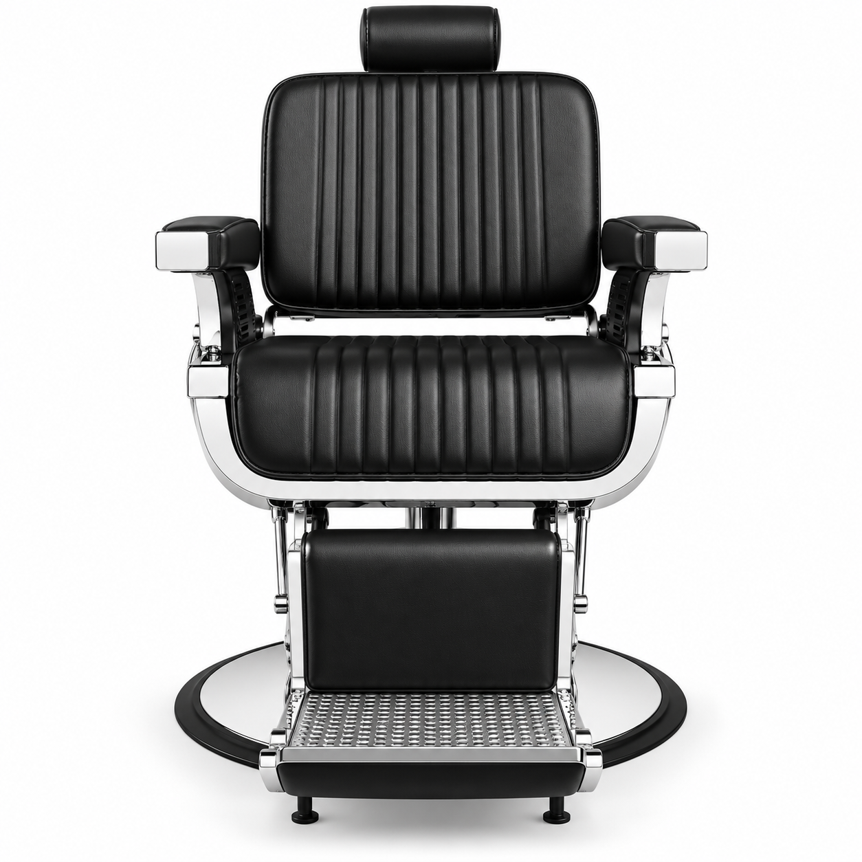 Professional Hydraulic Barber Chair – Black Reclining Salon Chair with Adjustable Headrest & Foldable Footrest