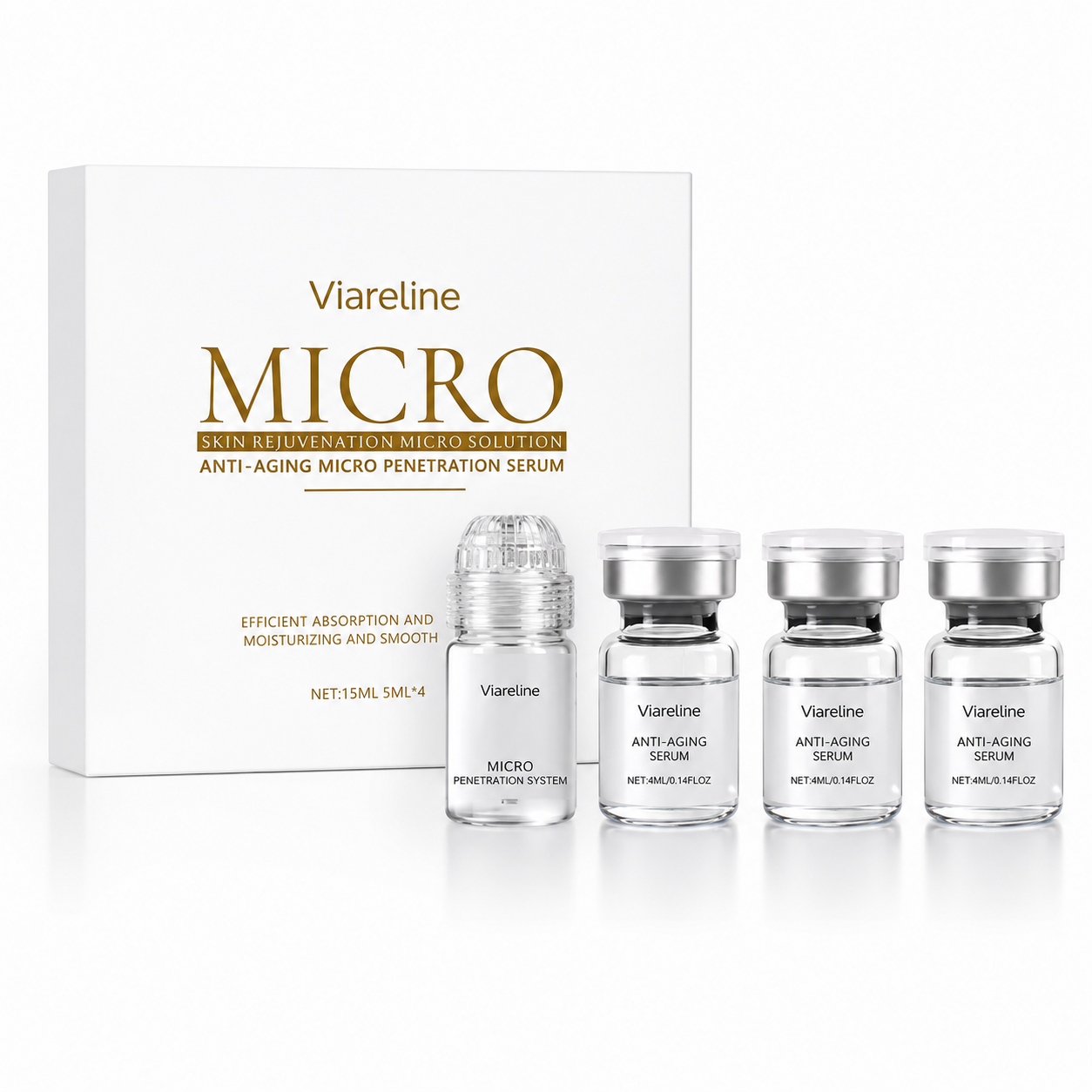 CollagenPeptide Micro-Roller Skin Renewal System – 0.25mm Acetyl Hexapeptide, Collagen & Hyaluronic Acid Facial Kit