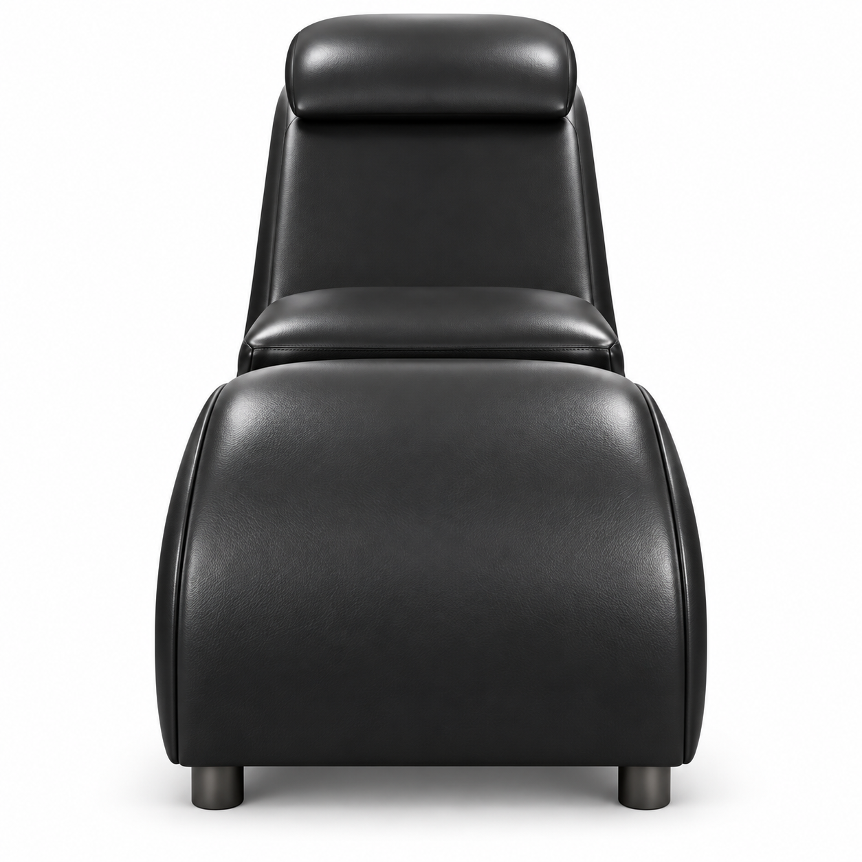 60-Inch Ergonomic Yoga Chaise Lounge – Curved Padded Stretching Chair with Faux Leather Upholstery, Black