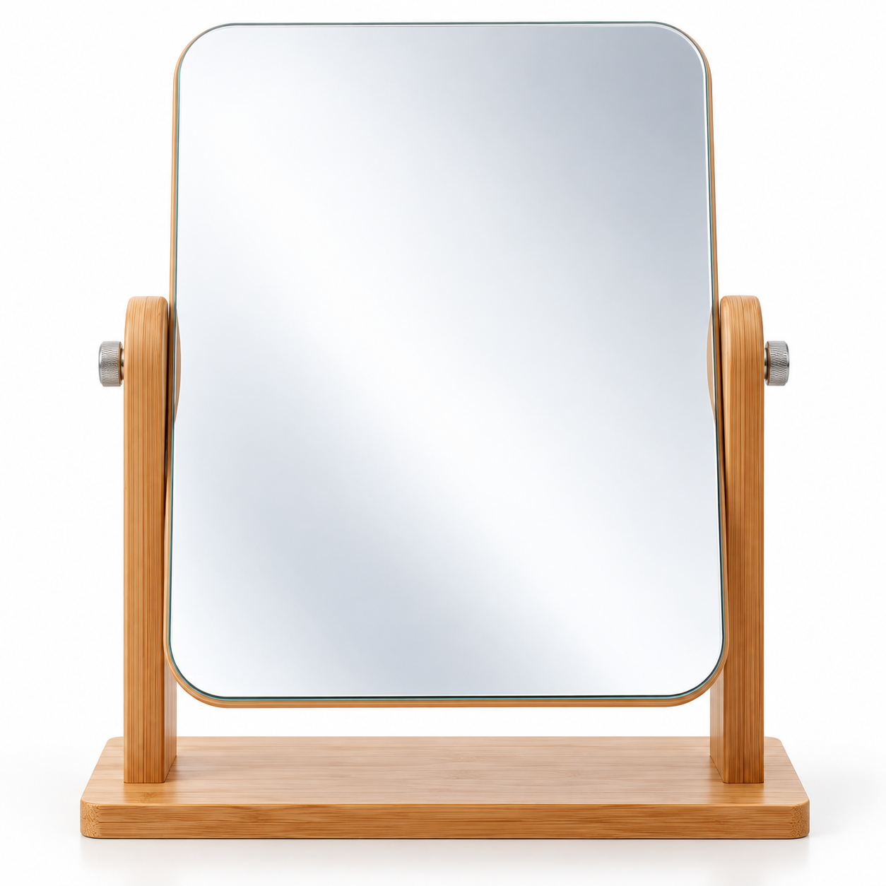 360° Rotating Wooden Vanity Mirror with Adjustable Tabletop Stand