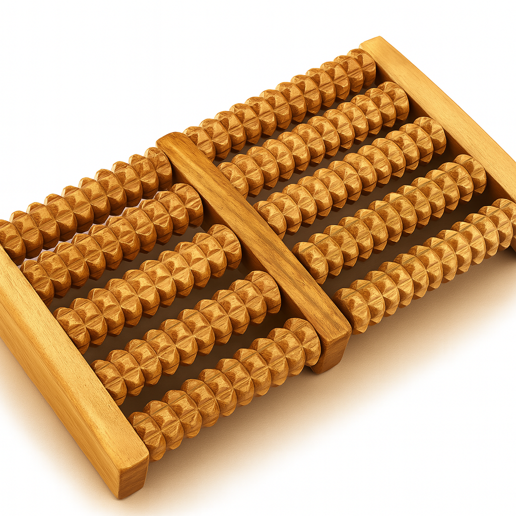 THEIA Wooden ReflexoRoll – 6-Row Shiatsu Foot Therapy Massager