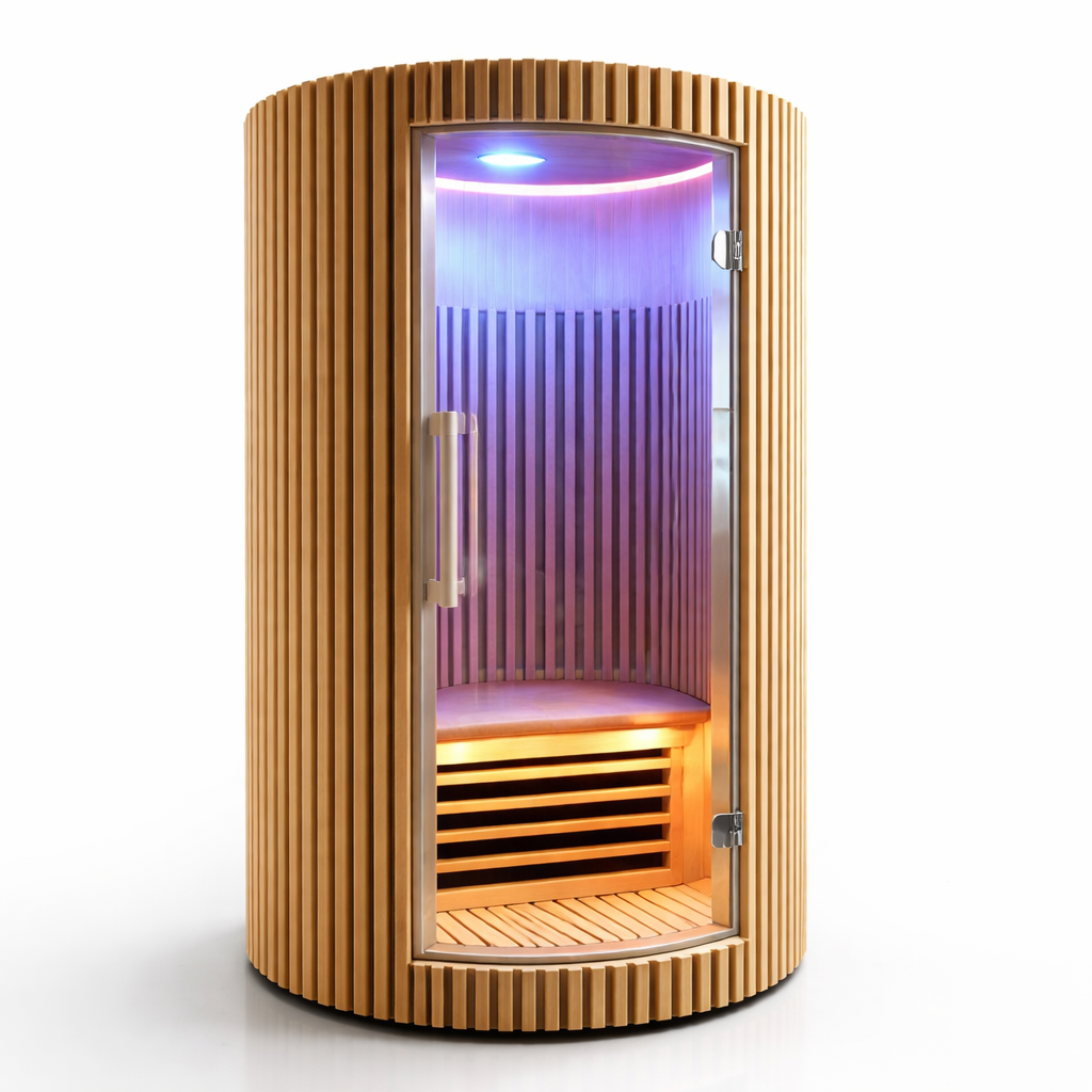 Far Infrared Sauna Room 1 Person – Solid Hemlock Wood Home Spa Cabin with Smart Touch Control – 2000mm Height
