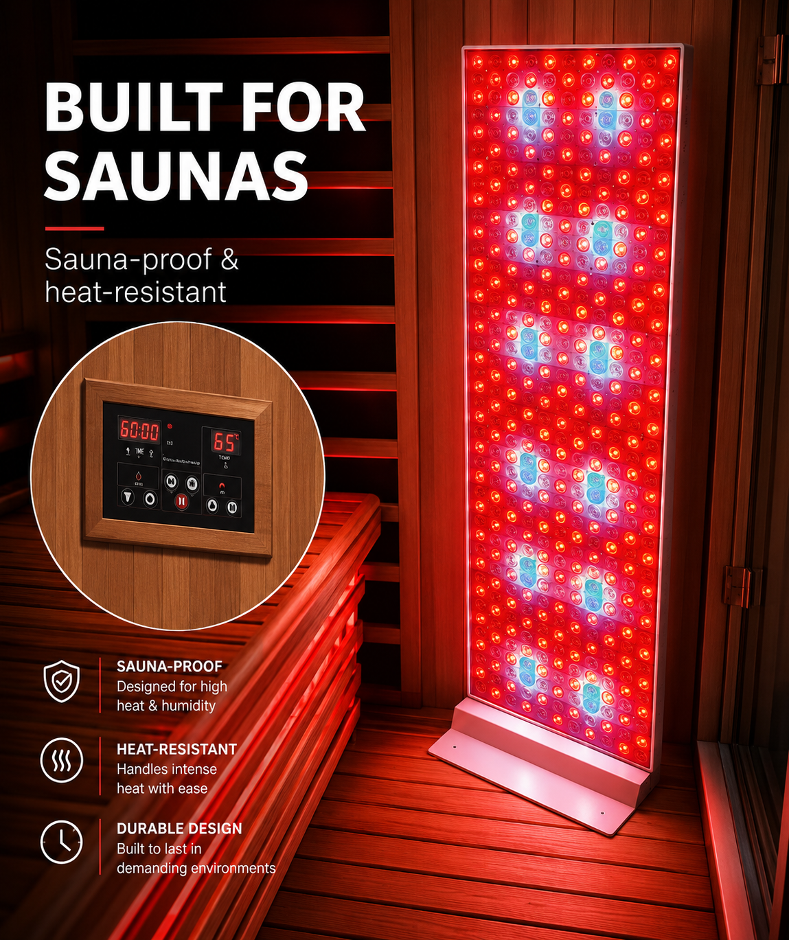 THEIA 9-Spectrum Infrared Red Light Therapy Sauna Panel – Professional Waterproof Full Body Photobiomodulation System with 480nm–1060nm Multi-Wavelength Technology
