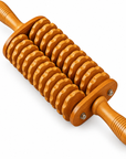 Double Wooden Massage Roller with Textured Wheels