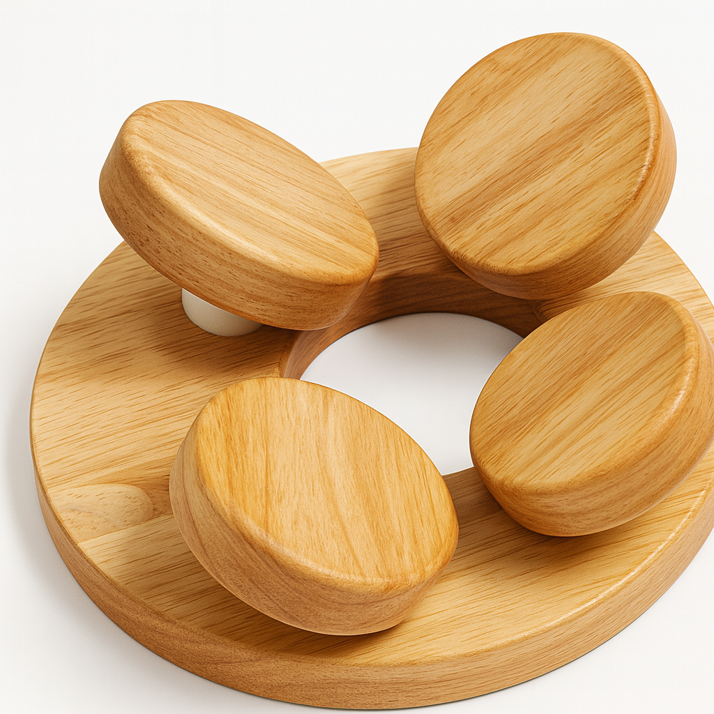 Premium Wooden Sauna Headrest with Rotatable Discs – Ergonomic Neck Support for Spa and Wellness