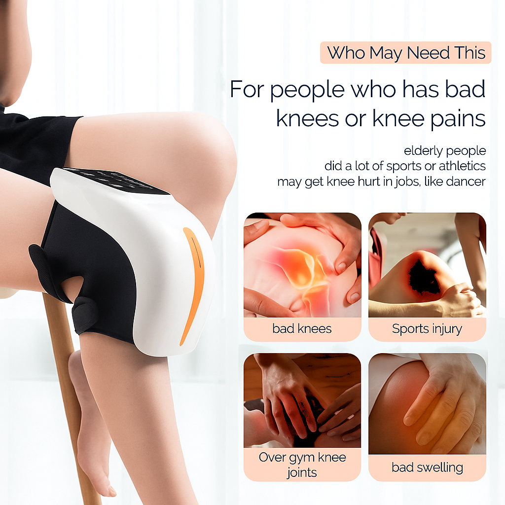 3-in-1 Knee Massager with Heat, Vibration and Light Therapy | Adjustable Wellness Device for Knee Comfort at Home