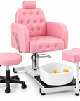 Professional 360° Pedicure Spa Chair with Foot Bath Basin, Adjustable Footrest & Salon Stool