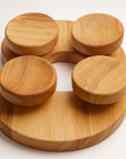 Premium Wooden Sauna Headrest with Rotatable Discs – Ergonomic Neck Support for Spa and Wellness