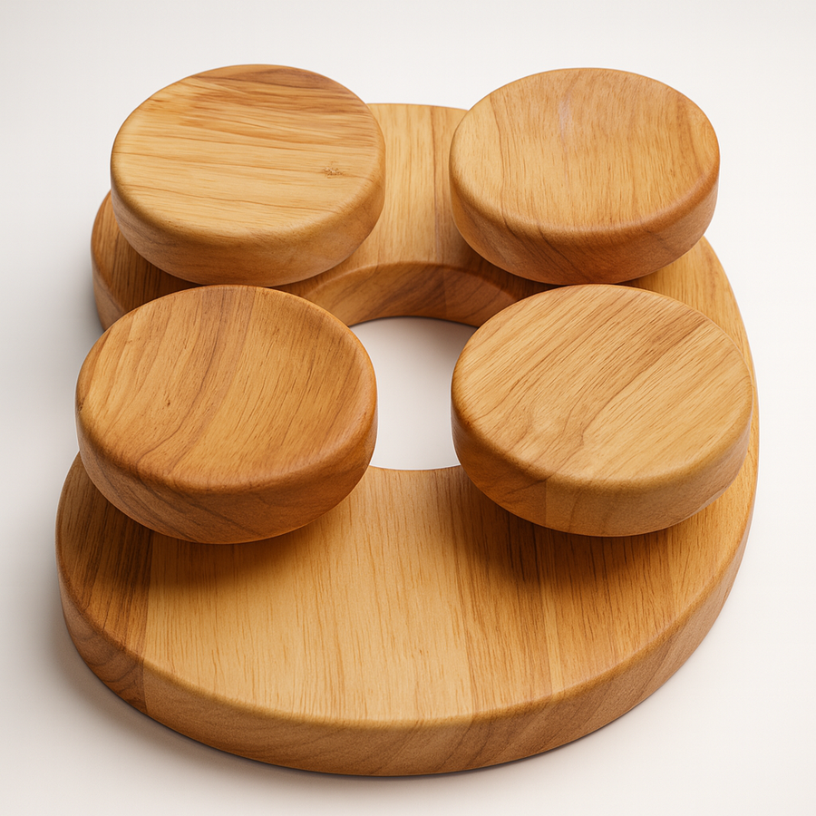 Premium Wooden Sauna Headrest with Rotatable Discs – Ergonomic Neck Support for Spa and Wellness