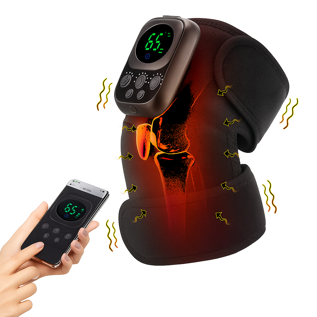 Heating Knee Vibration Massager Brace for Everyday Comfort | Adjustable Knee Support with Soothing Warmth and Gentle Vibration