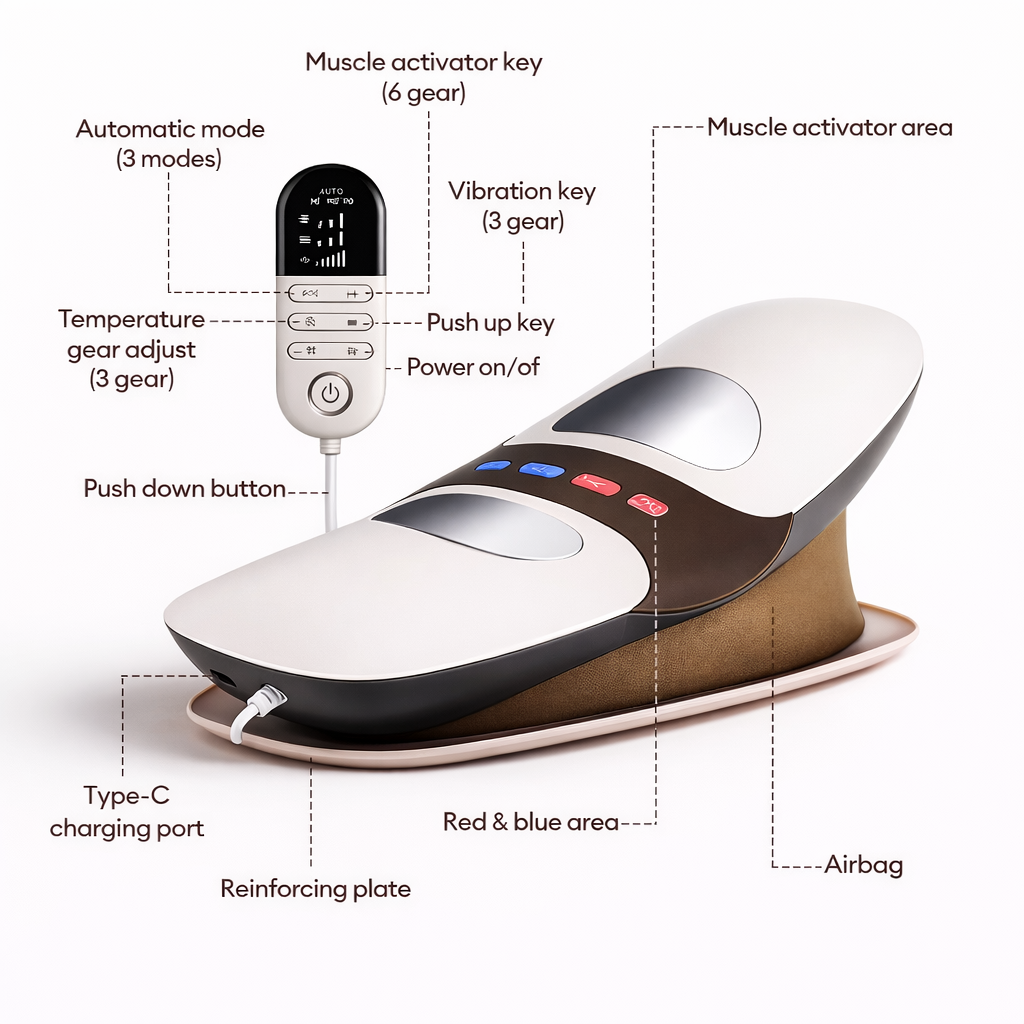 4-in-1 Lumbar Traction Device with Dynamic Airbag – Adjustable Back Stretcher & Waist Massager for Relaxation