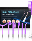 6-in-1 High Frequency Facial & Scalp Beauty Device Set with 6 Glass Electrodes and Storage Case