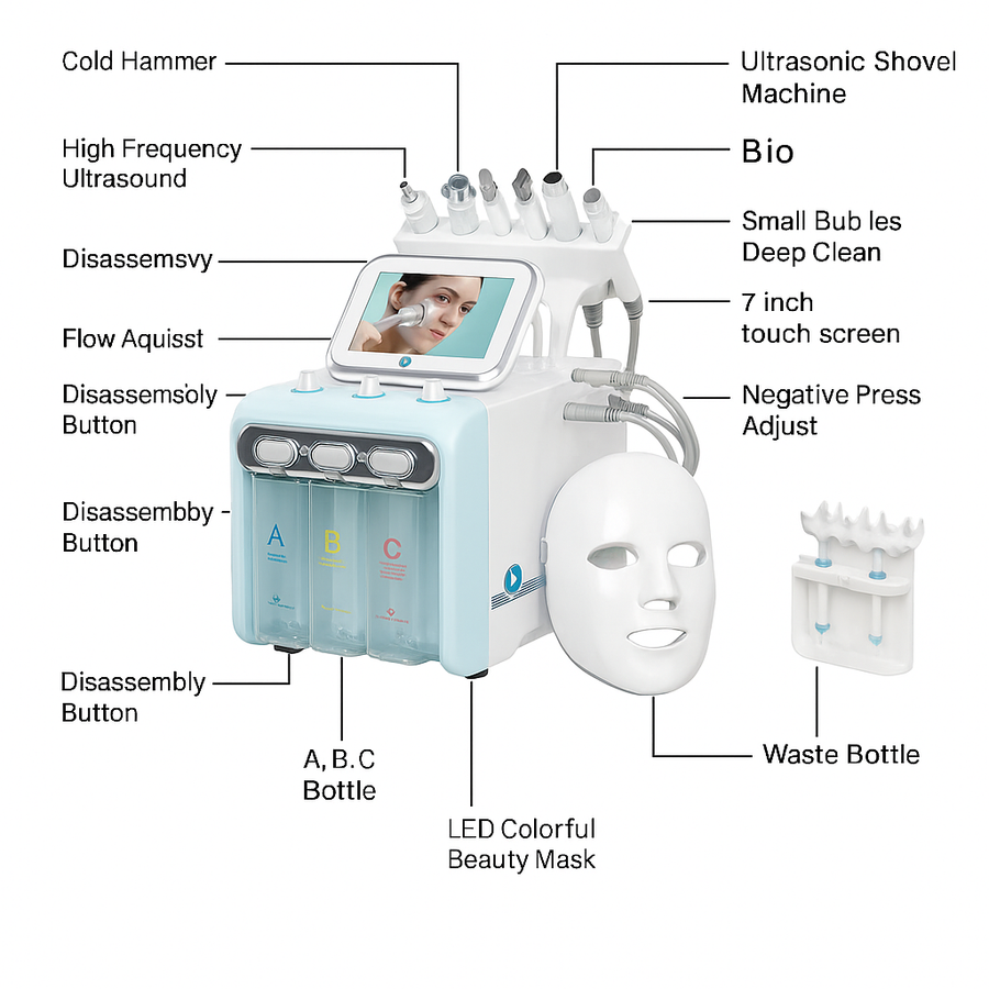 Theia 7 in 1 Hydro Dermabrasion Hydrogen Oxygen Facial Machine