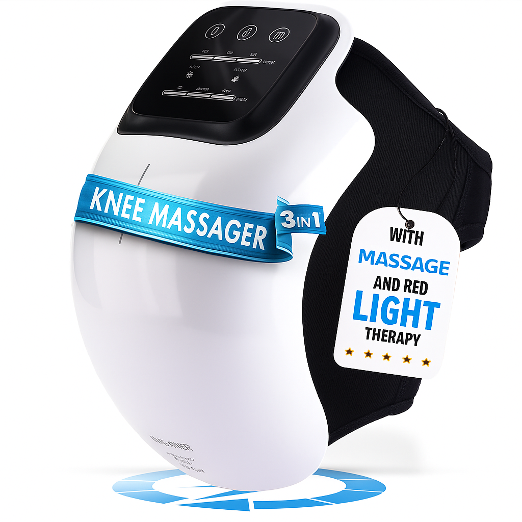 3-in-1 Knee Massager with Heat, Vibration and Light Therapy | Adjustable Wellness Device for Knee Comfort at Home