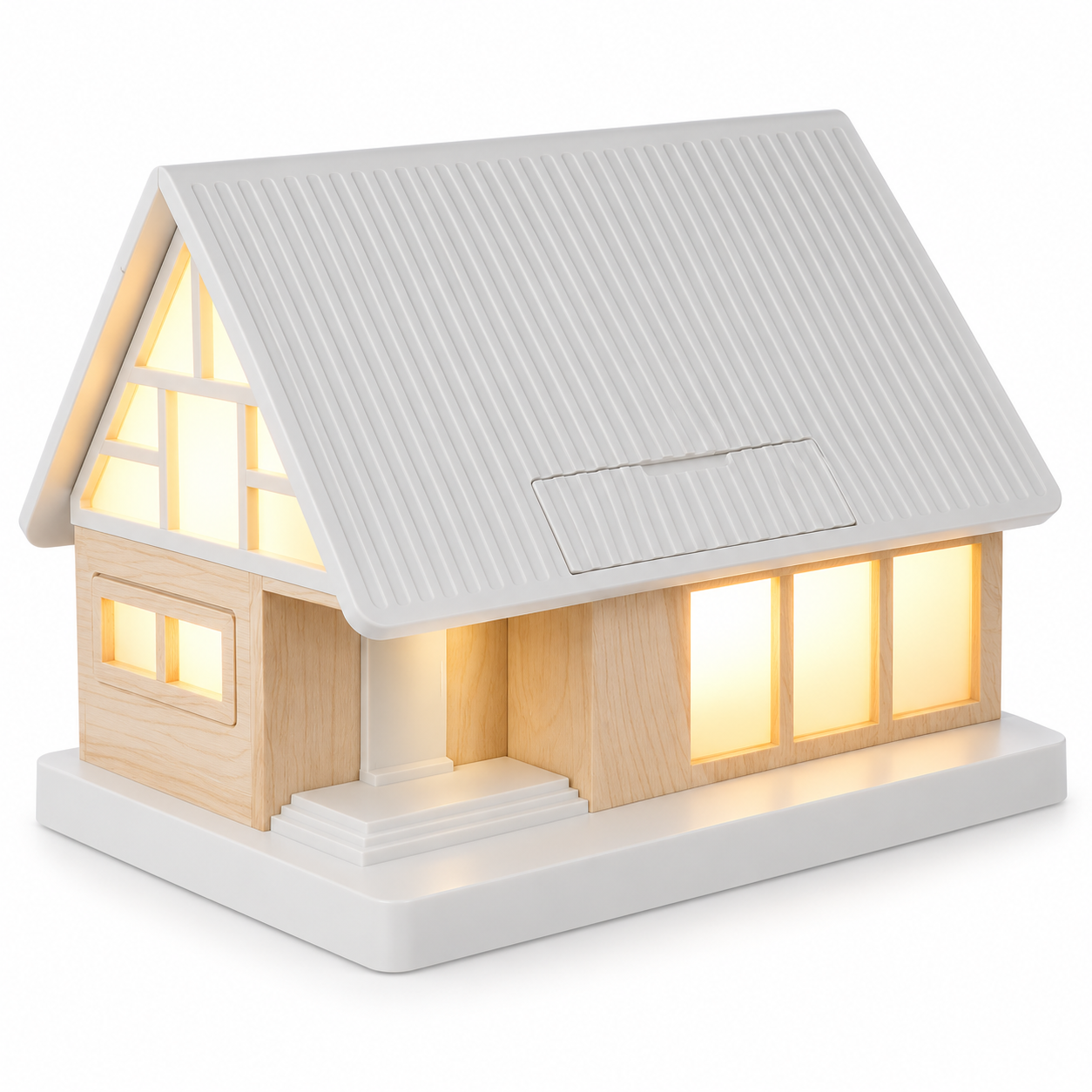 Wooden House Bedside Touch Lamp with 15W Wireless Charging, White Noise & 3-Level Dimming