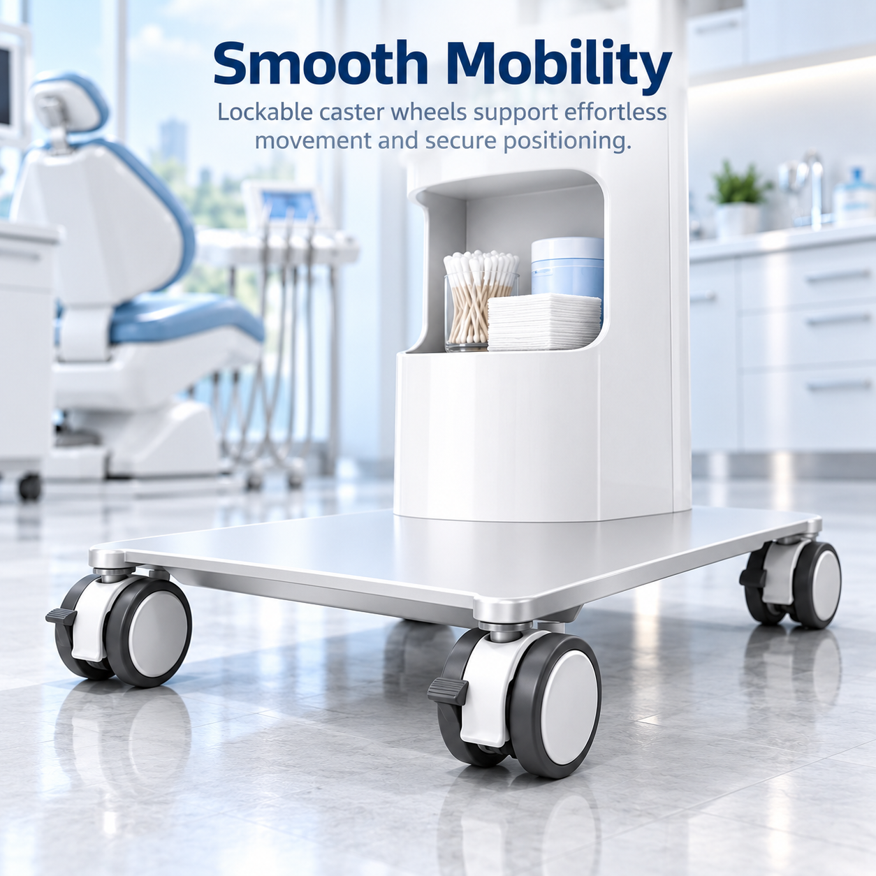 Professional Dental & Clinical Utility Trolley with Large Tool Tray, Storage Shelves & Lockable Wheels