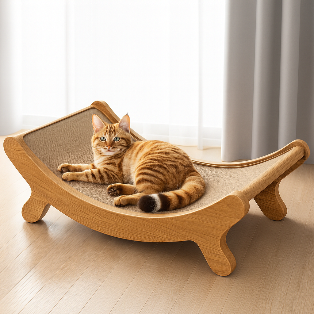 Theia Wooden Cat Scratcher & Bed