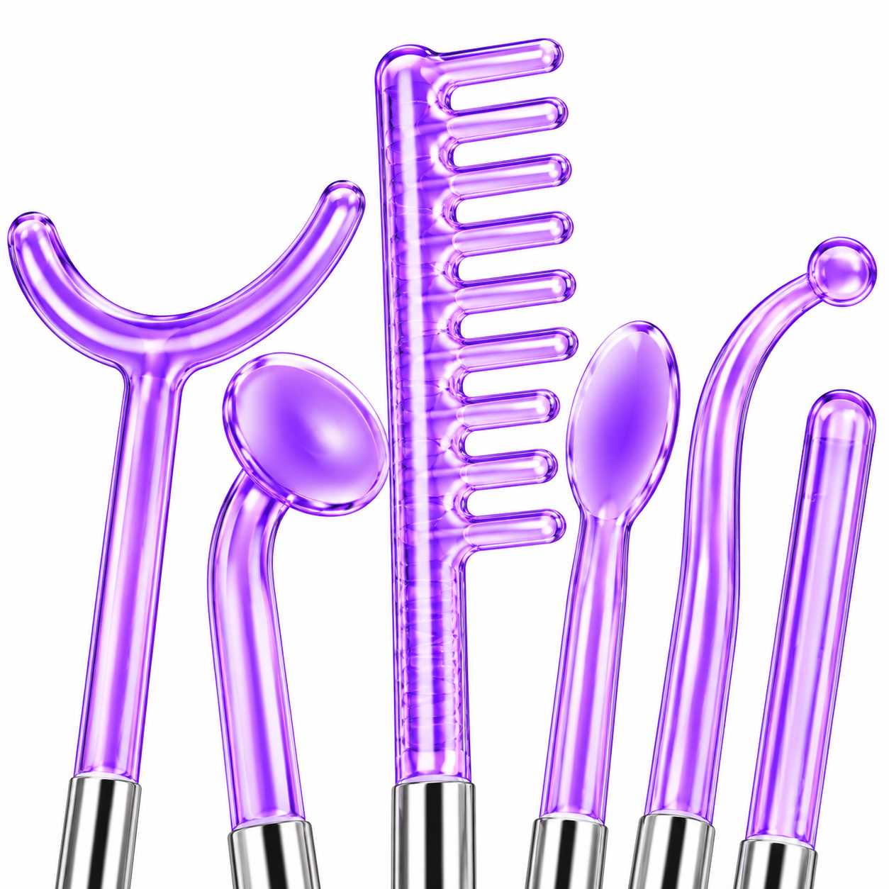 6-in-1 High Frequency Facial & Scalp Beauty Device Set with 6 Glass Electrodes and Storage Case
