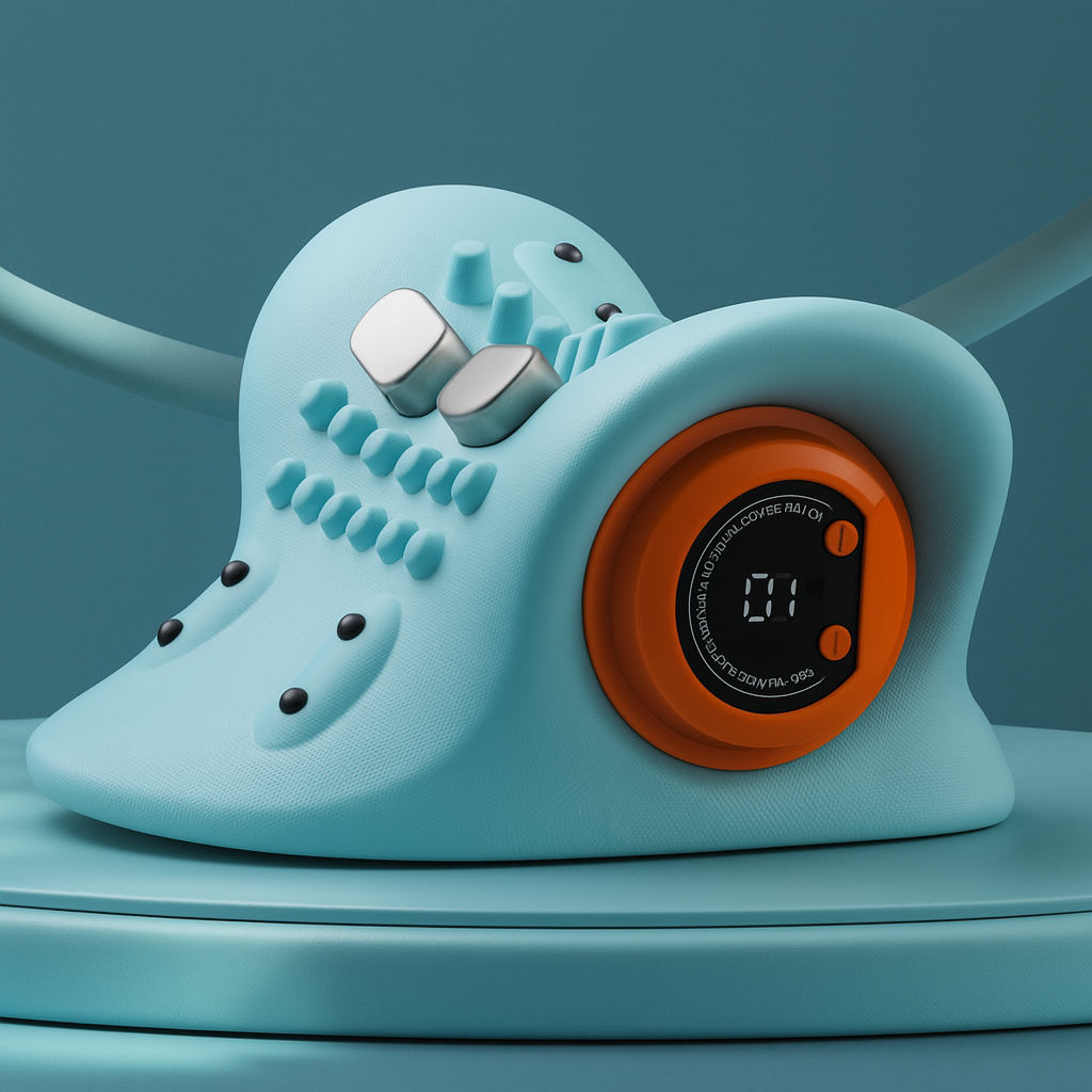 Portable EMS Neck and Shoulder Massager with Adjustable Intensity | Compact Relaxation Device for Home, Office and Travel