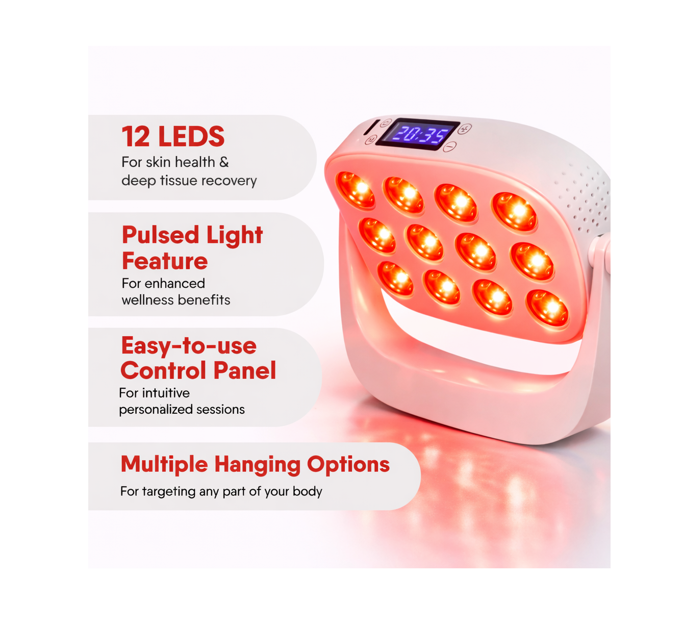 Compact Red & Near-Infrared LED Light Panel – 12 LEDs, 660nm & 850nm