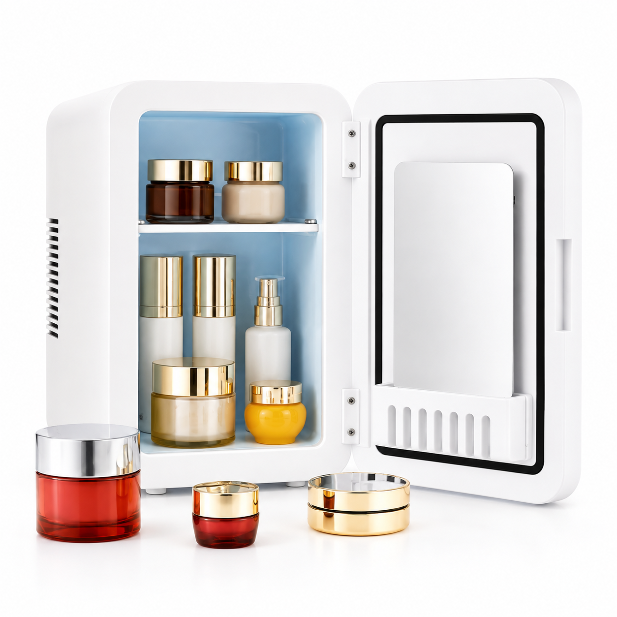 4L Cosmetic & Skincare Mini Fridge with LED Mirror – Portable Hot & Cold Beauty Fridge