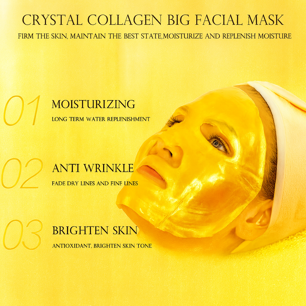 Theia Glow Booster Gold Collagen Face Mask 10Pcs – Anti-Aging, Hydrating, and Dark Circle Treatment