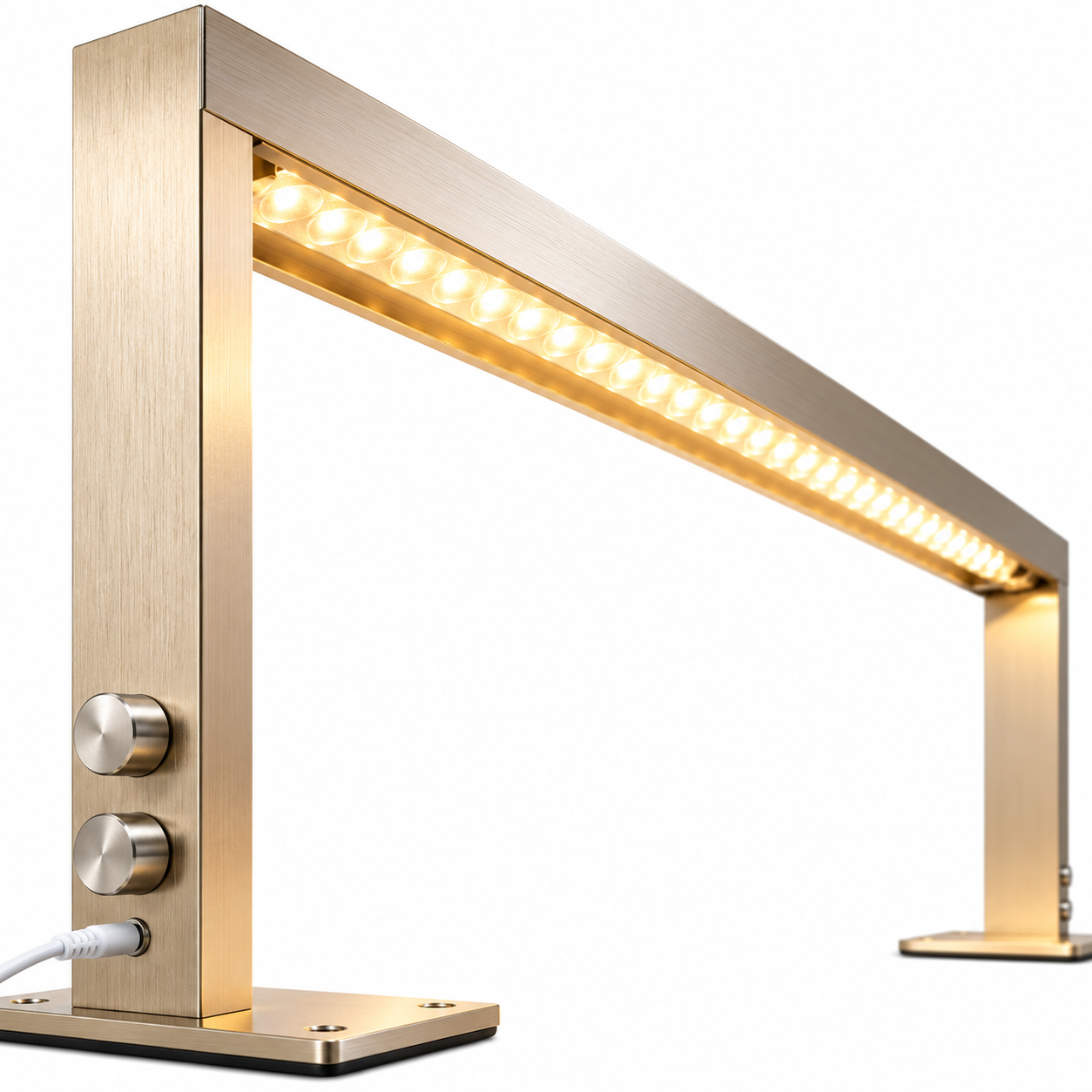 Extra-Long Professional LED Nail Salon Table Lamp – Gold, Adjustable Brightness & Color Temperature