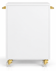 Professional Salon Storage Trolley with Glass Display Cabinet, Drawer & Lockable Wheels – White & Gold