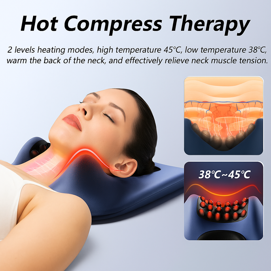 EMS Pulse Neck Pillow Massager – Electric Cervical Stretcher with Heating and Vibration for Muscle Relaxation