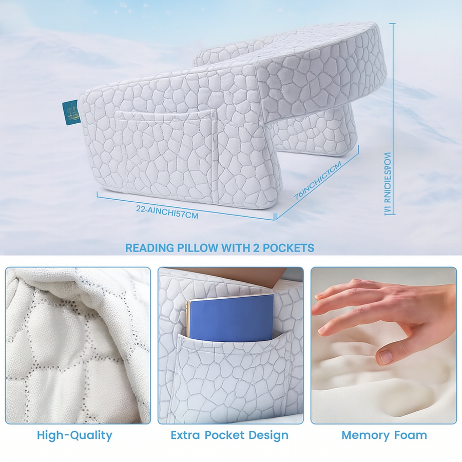 UltraComfort Memory Foam Bed Reading Pillow – Ergonomic Arm Support for Gaming, Relaxation, and Work