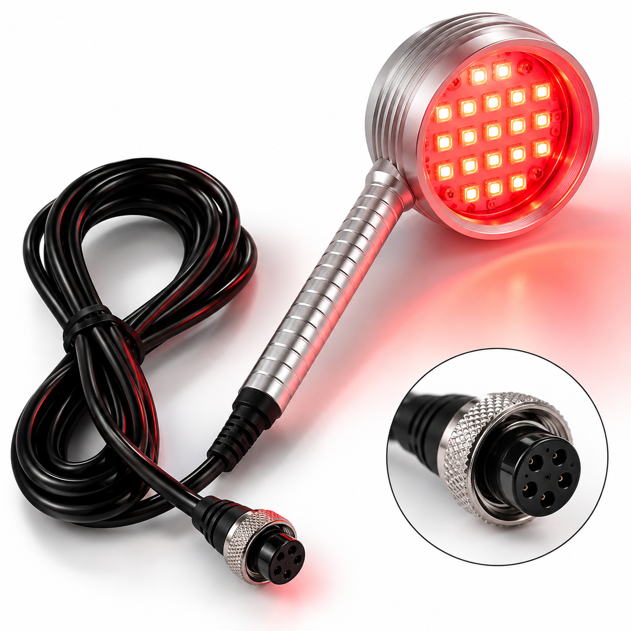 Professional Red LED Light Therapy Replacement Handpiece with Cable for Compatible Facial Machines