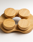 Premium Wooden Sauna Headrest with Rotatable Discs – Ergonomic Neck Support for Spa and Wellness