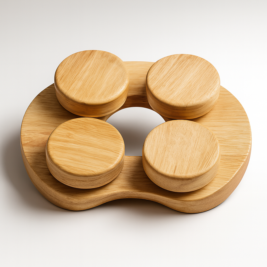 Premium Wooden Sauna Headrest with Rotatable Discs – Ergonomic Neck Support for Spa and Wellness