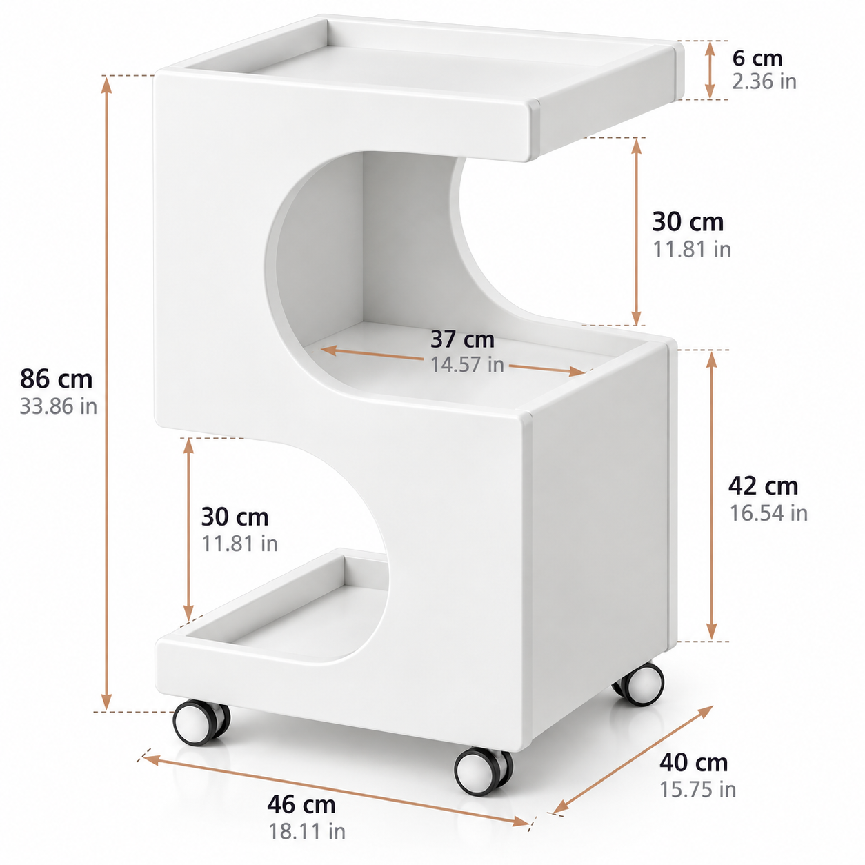 Premium 3-Tier Rolling Salon Trolley – Modern Beauty