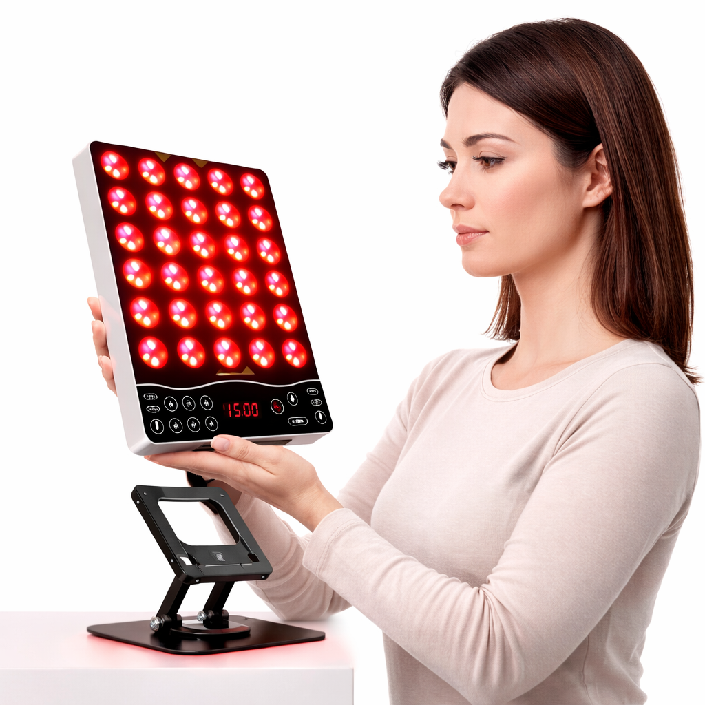 8 Modes Red Light Therapy Panel with 660nm / 850nm / 590nm / 415nm – Mini Desktop LED Device