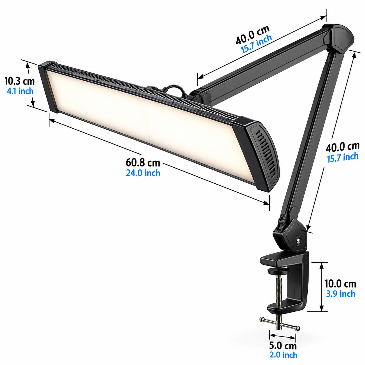 Professional 45W Dimmable LED Beauty Salon Task Lamp – Touch Control, 6000K Daylight & Adjustable Clamp Arm