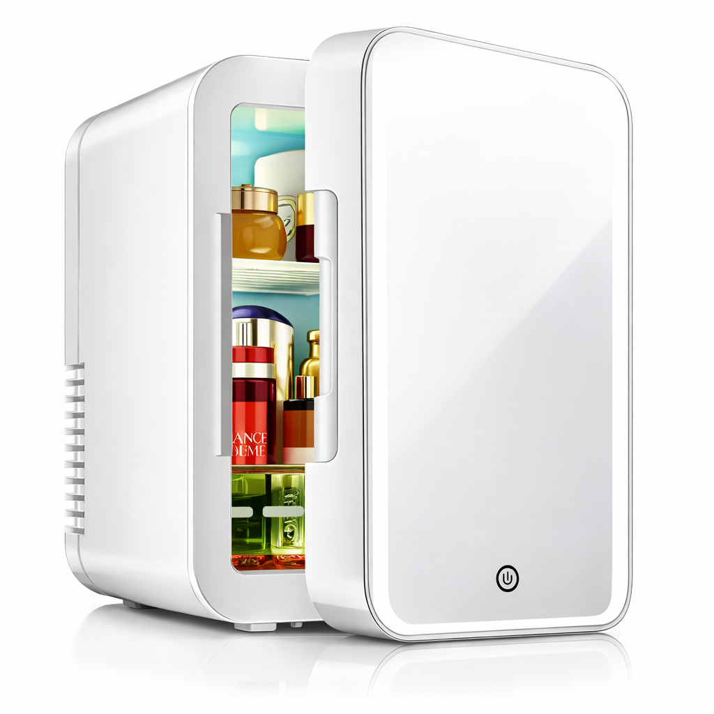 4L Mini Makeup Fridge with LED Mirror – Portable Cosmetic Storage Cooler for Home & Car
