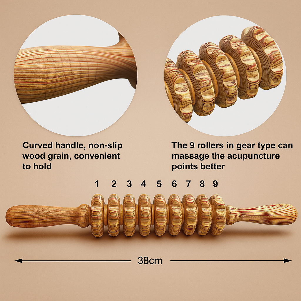 Theia Premium Handcrafted Sculpt Wood Massage Roller