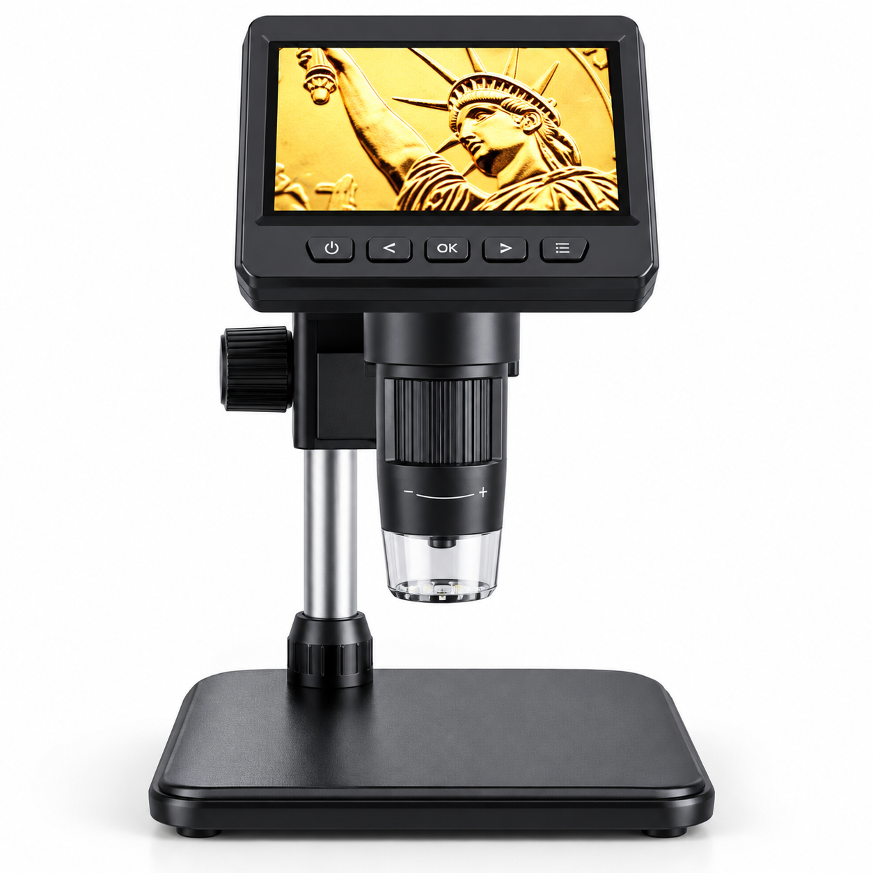Professional 4.3" IPS Digital Microscope – 50X–1600X Magnification, 2MP Camera, 1080P Display, Adjustable LED Lighting & PC Connection