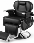 Professional Hydraulic Barber Chair – Black Reclining Salon Chair with Adjustable Headrest & Footrest