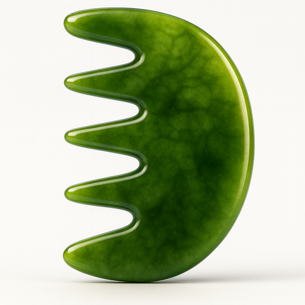 Theia Premium Natural Jade Gua Sha Comb Set – Multi-Shape Massager for Face, Scalp & Body