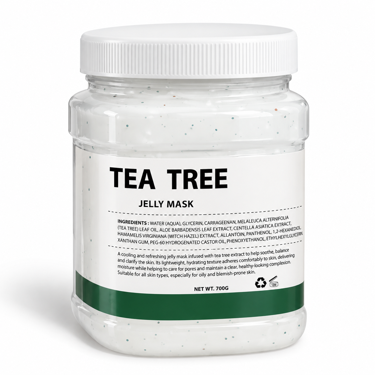 Professional Tea Tree Hydro Jelly Peel-Off Facial Mask Powder 300g / 10.6 oz – Clarifying & Purifying Spa Mask