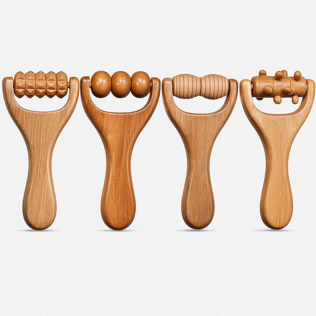Theia 4-Piece Pure Pear Wood Massage Roller Set