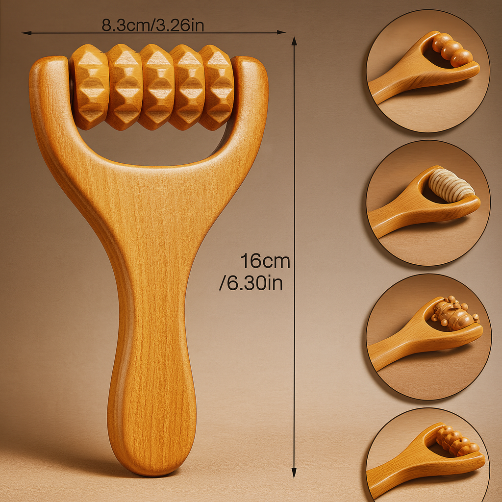 Theia 4-Piece Pure Pear Wood Massage Roller Set