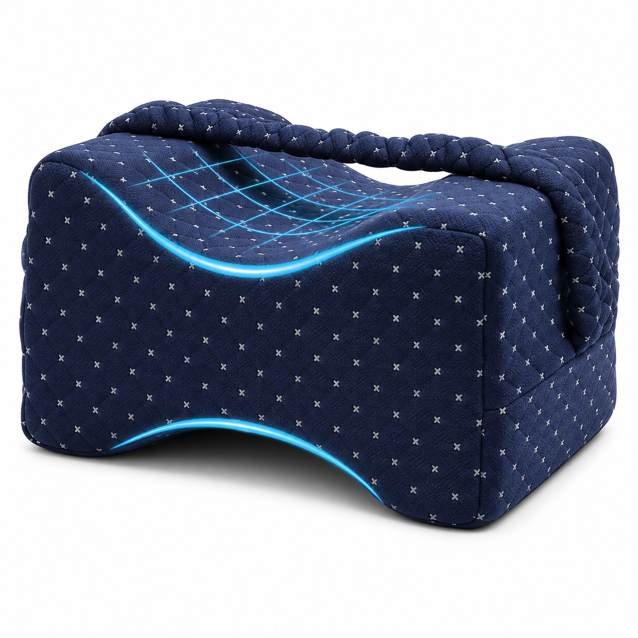 Ergonomic Memory Foam Knee Pillow for Side Sleepers with Adjustable Strap – Leg Support Cushion