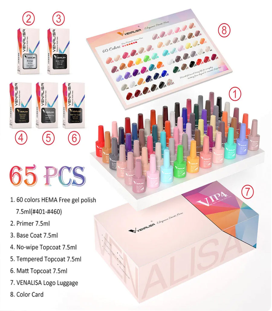 New 60 Fashion Summer Color Gel Polish Kit Vip4 Hema Free Enamel Vernish For Nail Art